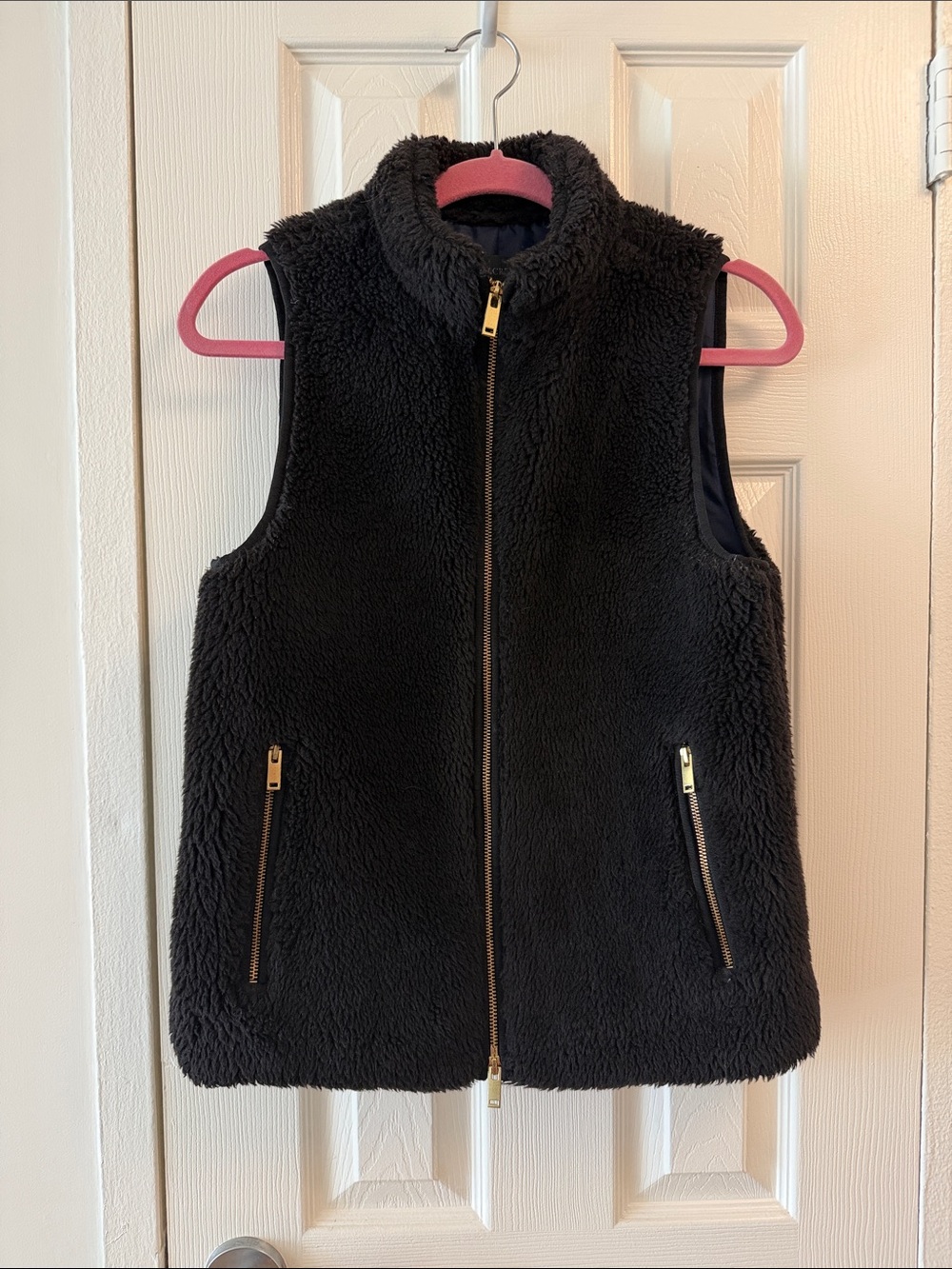 J.Crew Black Sherpa Vest with Zip Pockets